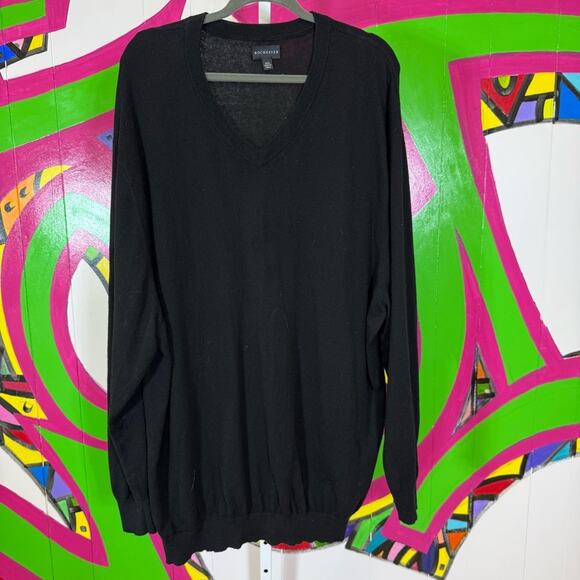Rochester Black V-Neck Sweater Timeless Knit Design. Size 3XL. Excellent cond! - Picture 1 of 5